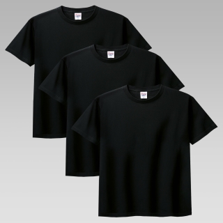 (3PACK) 7.4oz 14수 헤비 웨이트 라운드 무지 반팔티 | 블랙+블랙+블랙 1+1+1