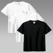 (3PACK) 7.4oz 14수 헤비 웨이트 라운드 무지 반팔티 | 화이트+블랙+화이트 1+1+1