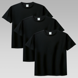 (3PACK) 4.0oz 32수 기본 무지 반팔 티셔츠 | 블랙+블랙+블랙 1+1+1