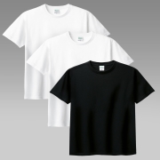 (3PACK) 4.0oz 32수 기본 무지 반팔 티셔츠 | 화이트+블랙+화이트 1+1+1