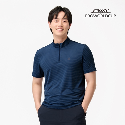 남성 반팔 집업티|로얄블루