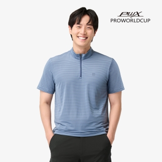 남성 반팔 집업티|라이트블루