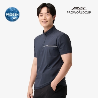 남성 냉감 반팔 집업티 | 차콜