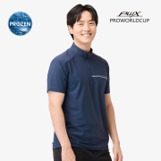 남성 냉감 반팔 집업티 | 블루