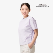 여성 우븐 반팔 라운드티 | 파스텔라일락
