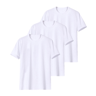 [3PACK] MOOZ 국산 20수 코마 헤비웨이트 기본 무지 남여 공용 반팔 티셔츠 l 화이트+화이트+화이트