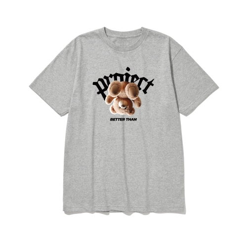 btss09 과연 곰이 귀여울까 로고 그래픽 반팔티셔츠 | 그레이