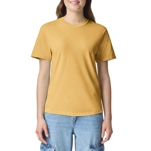 1717 피그먼트 워싱 무지 라운드 반팔티 2XL l 머스타드