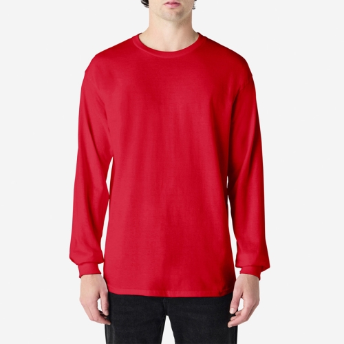 2400 오버핏 18수 무지 긴팔 라운드 티셔츠 2XL, 3XL | 레드