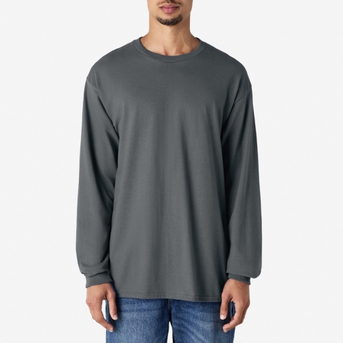 2400 오버핏 18수 무지 긴팔 라운드 티셔츠 2XL, 3XL | 차콜