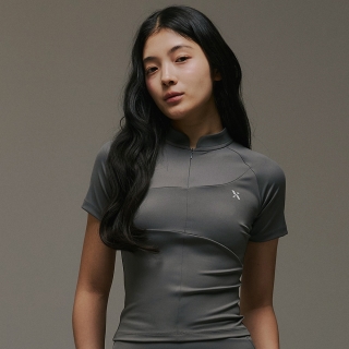 만다린 하프집업 숏슬리브 딥그레이