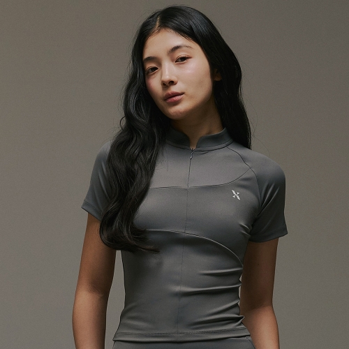 만다린 하프집업 숏슬리브 딥그레이