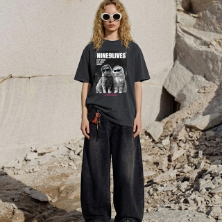 PIGMENT_NINE9LIVES T-SHIRT [DEEP NAVY]