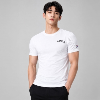 머슬핏 로카 티셔츠 흰색 RT004