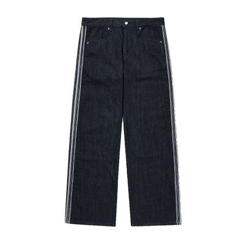 에스닉 스트레이트 데님 팬츠 [블랙]