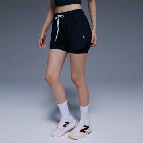 셔링 인레이 러너 쇼츠 | 블랙