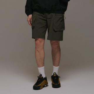 버클 드로우 카고 포켓 쇼츠 카키