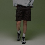 버클 드로우 카고 포켓 쇼츠 블랙