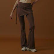 어반 랩 듀얼 스커트 부츠컷 레깅스 | 브라운