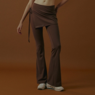 어반 랩 듀얼 스커트 부츠컷 레깅스 | 브라운