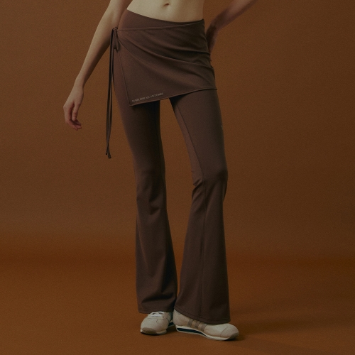 어반 랩 듀얼 스커트 부츠컷 레깅스 | 브라운