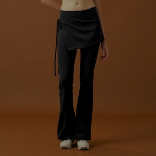 어반 랩 듀얼 스커트 부츠컷 레깅스 | 블랙