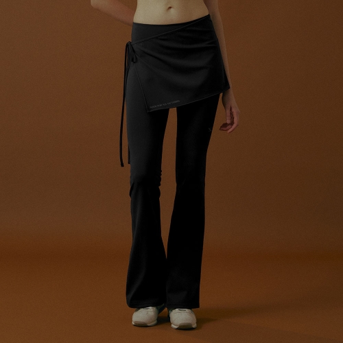 어반 랩 듀얼 스커트 부츠컷 레깅스 | 블랙