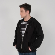 츄바스코 MHD173 S. Weed pull zipup Hoodie  BLACK