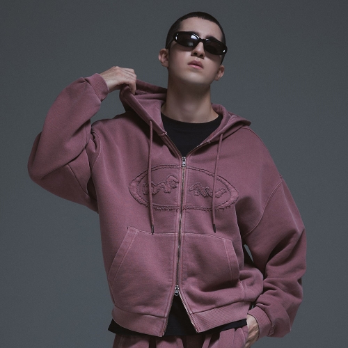 러기드 아플리 패치 후드집업 | 인디핑크