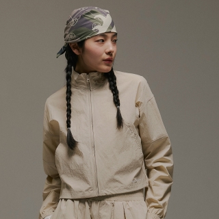 컷라인 세미 크롭 집업 베이지