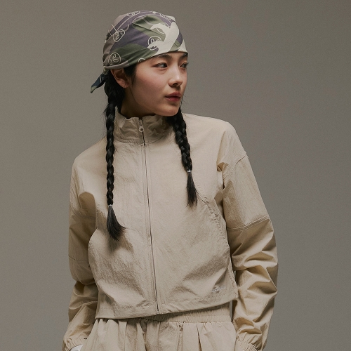 컷라인 세미 크롭 집업 베이지