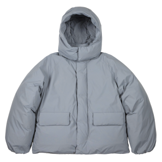 301 미니멀 오버핏 덕다운 푸퍼 패딩 점퍼｜블루 그레이