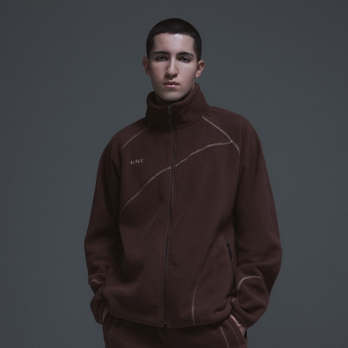 에센셜 퍼지 아크라인 집업 | 브라운