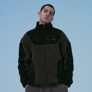 얼반 듀얼 톤 셔파 집업 | 블랙