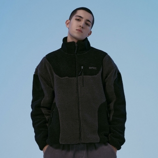 얼반 듀얼 톤 셔파 집업 | 블랙