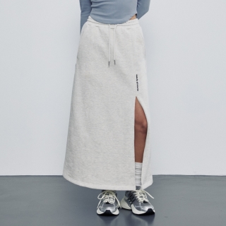 더블 라인 트임 롱 스커트 | 오트밀