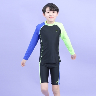 제테스 남아동 긴팔 래쉬가드 상하의+수모 세트 블랙 B_1O863_S