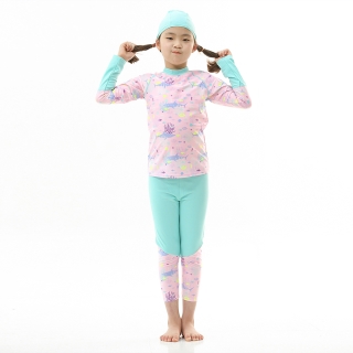 제테스 여아동 긴팔 래쉬가드 상하의+수모 세트 G_2i874_S