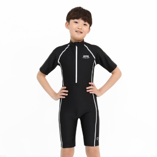 남아 스플래쉬 집업 반팔 5부 생존수영 올인원 수영복 | 크림화이트