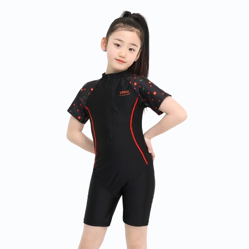 여아 스플래쉬 집업 반팔 3부 올인원 수영복 | CHRISTMAS BK