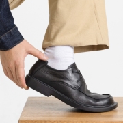 MONO30 그레인저 탑그레인소가죽 언발란스 스티치 더비 슈즈 | 잉크블랙