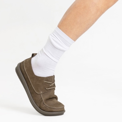 MONO25 알버스 탑그레인소가죽 미니멀 더비 슈즈 | 카키그레이