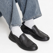 MONO26 위즐리 탑그레인소가죽 컴포트 슬립온 | 잉크블랙