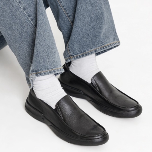 MONO26 위즐리 탑그레인소가죽 컴포트 슬립온 | 잉크블랙