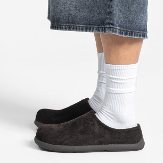 MONO18 브론키 러프 코지 누벅 뮬 그레이브라운