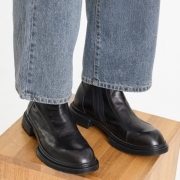 MONO28 플러피 탑그레인소가죽 러기드 빈티지 첼시부츠 | 블랙