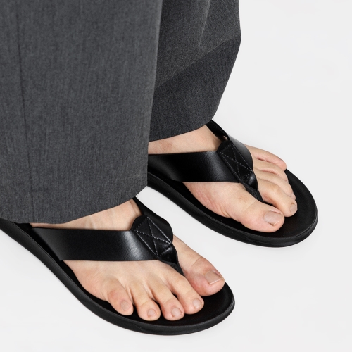 MONO4 브뤼크 클래식 레더 플립플랍 블랙