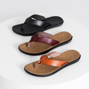 MONO4 브뤼크 클래식 레더 플립플랍 오렌지