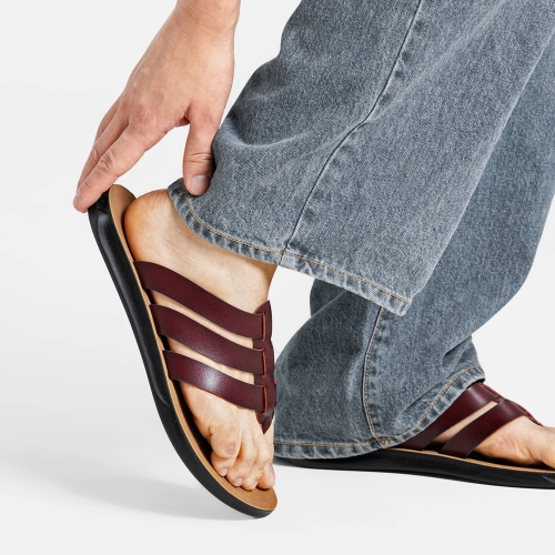 MONO6 보르도 클래식 트리플 플립플랍 버건디