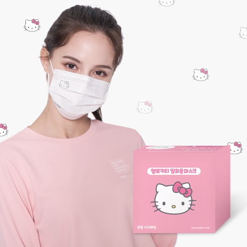 PWX 헬로키티 중형 화이트마스크 | 화이트 100매